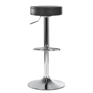 Tabouret de bar Vincent Imitation cuir - Noir / Chrome