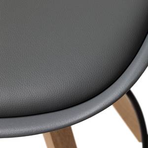 Chaise de bar ALEDAS coque en plastique Imitation cuir / Hévéa massif - Gris