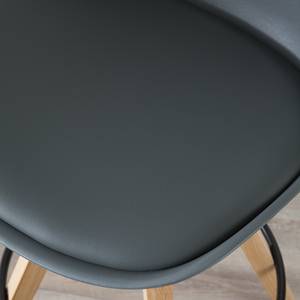 Chaise de bar ALEDAS coque en plastique Imitation cuir / Hévéa massif - Gris