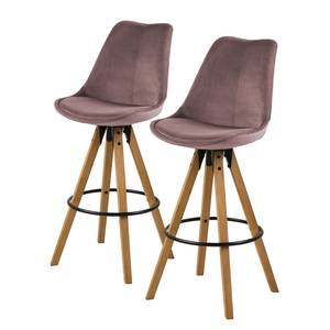 Chaises de bar Aledas III Velours / Caoutchouc massif - Rose vielli / Caoutchouc - Rose vieilli - Lot de 2