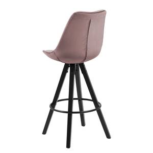 Chaises de bar Aledas III Velours / Caoutchouc massif - Rose vieilli / Noir - Rose vieilli - Lot de 2