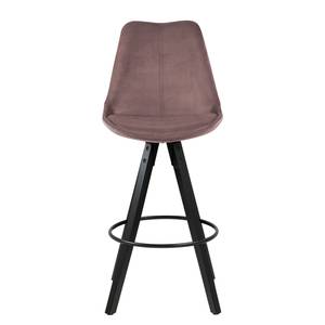 Chaises de bar Aledas III Velours / Caoutchouc massif - Rose vieilli / Noir - Rose vieilli - Lot de 2