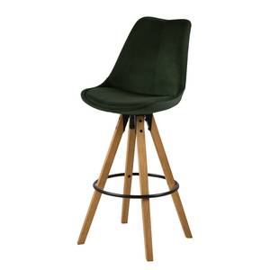 Chaises de bar Aledas III Velours / Caoutchouc massif - Vert foncé / Caoutchouc - Vert foncé - Lot de 2