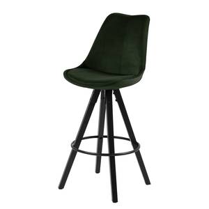 Chaises de bar Aledas III Velours / Caoutchouc massif - Vert foncé / Noir - Vert foncé - Lot de 2