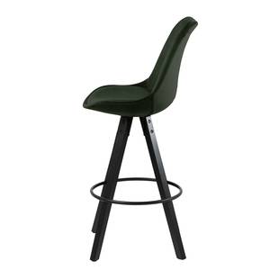 Chaises de bar Aledas III Velours / Caoutchouc massif - Vert foncé / Noir - Vert foncé - Lot de 2