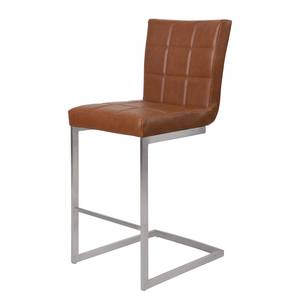 Chaises de bar Damia I (lot de 2) Imitation cuir - Cognac / Acier inoxydable