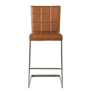 Chaises de bar Damia I (lot de 2) Imitation cuir - Cognac / Acier inoxydable