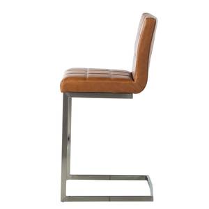 Chaises de bar Damia I (lot de 2) Imitation cuir - Cognac / Acier inoxydable