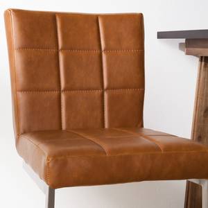 Chaises de bar Damia I (lot de 2) Imitation cuir - Cognac / Acier inoxydable