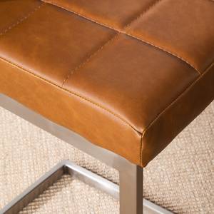 Chaises de bar Damia I (lot de 2) Imitation cuir - Cognac / Acier inoxydable