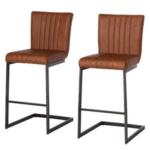 Chaises de bar Damia II (lot de 2) Imitation cuir - Cognac / Noir