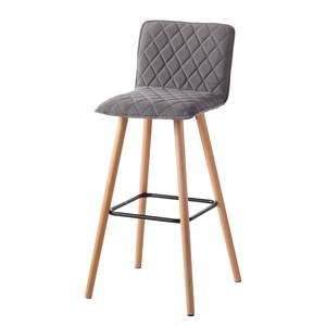 Chaises de bar Emelle II (lot de 2) Tissu / Hêtre massif - Gris / Hêtre