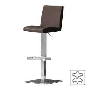 Tabouret de bar Fran Marron - Angulaire - Métal - Cuir véritable