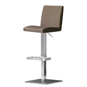 Tabouret de bar Fran Cappuccino - Angulaire - Métal - Cuir véritable