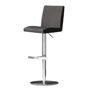 Tabouret de bar Fran Noir - Cylindre - Métal - Cuir synthétique