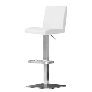 Tabouret de bar Fran Blanc - Angulaire - Métal - Cuir synthétique