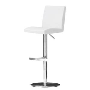 Tabouret de bar Fran Blanc - Cylindre - Métal - Cuir synthétique