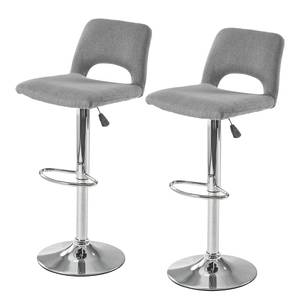 Barstoelen Fredonia (2-delige set) geweven stof/metaal - grijs