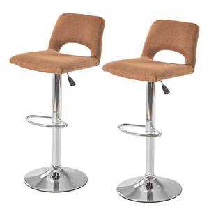 Barstoelen Fredonia (2-delige set) geweven stof/metaal - goudbruin