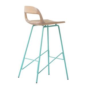 Chaise de bar Hennes Chêne massif / Métal - Turquoise - Hauteur : 94 cm