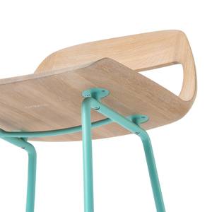 Chaise de bar Hennes Chêne massif / Métal - Turquoise - Hauteur : 94 cm