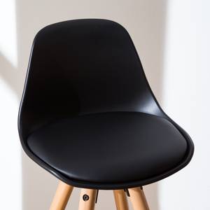 Chaise de bar Langford Matière synthétique / Hêtre massif - Noir - 1 chaise