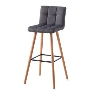 Barstoelen Panola (2-delige set) geweven stof/massief beukenhout - Basalt