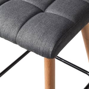 Barstoelen Panola (2-delige set) geweven stof/massief beukenhout - Basalt