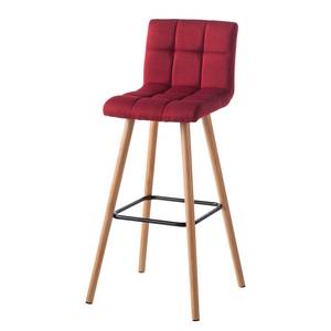 Chaises de bar Panola (lot de 2) Tissu / Hêtre massif - Rouge cerise