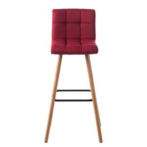 Chaises de bar Panola (lot de 2) Tissu / Hêtre massif - Rouge cerise