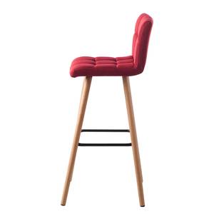 Chaises de bar Panola (lot de 2) Tissu / Hêtre massif - Rouge cerise