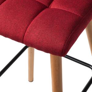 Chaises de bar Panola (lot de 2) Tissu / Hêtre massif - Rouge cerise