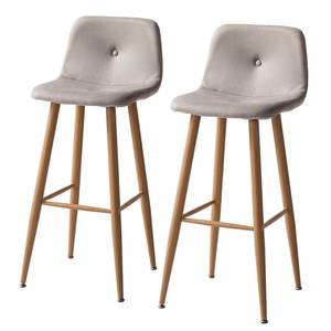 Tabouret de bar Pittsboro Microfibre / Métal - Gris / Imitation chêne - Lot de 2