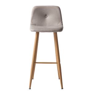 Tabouret de bar Pittsboro Microfibre / Métal - Gris / Imitation chêne - Lot de 2