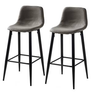 Chaises de bar Pohang (lot de 2) Tissu / Métal - Gris / noir