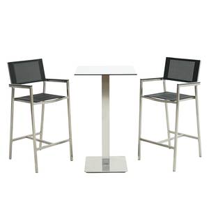 Chaises de bar Saigon (lot de 2) Textilène / Acier inoxydable - Noir