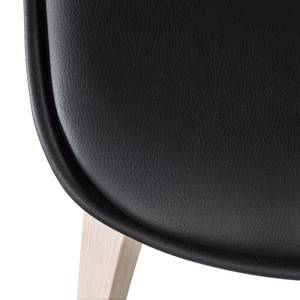 Chaises de bar Vallvik I (lot de 2) Imitation cuir / Chêne partiellement massif - Noir