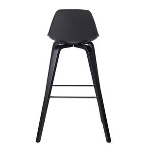 Chaises de bar Vallvik II (lot de 2) Imitation cuir / Chêne massif - Noir