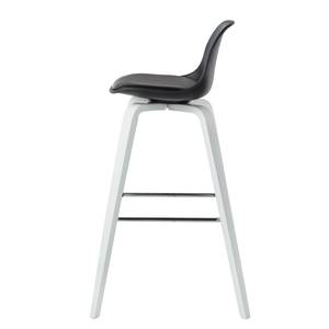 Chaises de bar Vallvik II (lot de 2) Imitation cuir / Chêne massif - Noir / Blanc