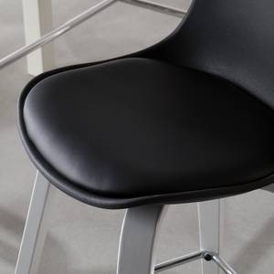 Chaises de bar Vallvik II (lot de 2) Imitation cuir / Chêne massif - Noir / Blanc