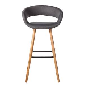 Chaises de bar Volda (lot de 2) Tissu / Chêne massif - Gris foncé