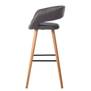 Chaises de bar Volda (lot de 2) Tissu / Chêne massif - Gris foncé