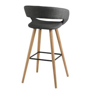 Chaises de bar Volda (lot de 2) Tissu / Chêne massif - Gris foncé