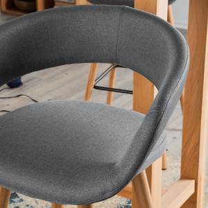 Chaises de bar Volda (lot de 2) Tissu / Chêne massif - Gris foncé