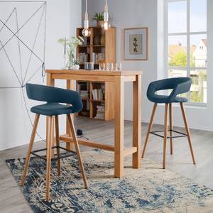 Chaises de bar Volda (lot de 2) Tissu / Chêne massif - Bleu jean