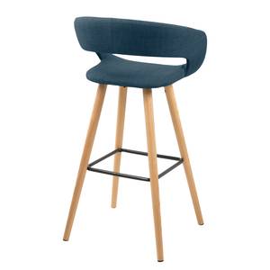 Chaises de bar Volda (lot de 2) Tissu / Chêne massif - Bleu jean