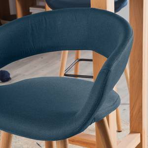 Chaises de bar Volda (lot de 2) Tissu / Chêne massif - Bleu jean