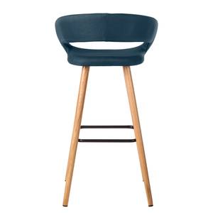 Chaises de bar Volda (lot de 2) Tissu / Chêne massif - Bleu jean