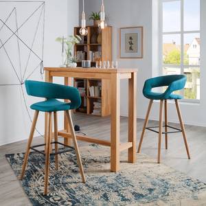 Chaises de bar Volda (lot de 2) Tissu / Chêne massif - Bleu pétrole