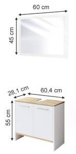 Salle de bains Elvio (2 éléments) Blanc - Bois manufacturé - 60 x 55 x 28 cm